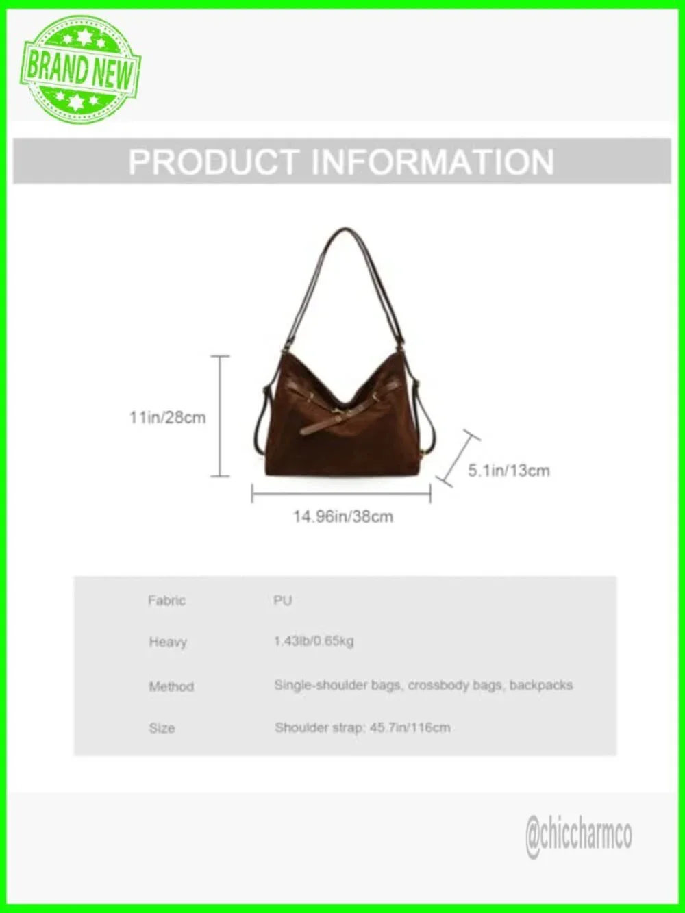 Large Convertible Suede Tote Backpack, Adjustable Strap, Magnetic Closure